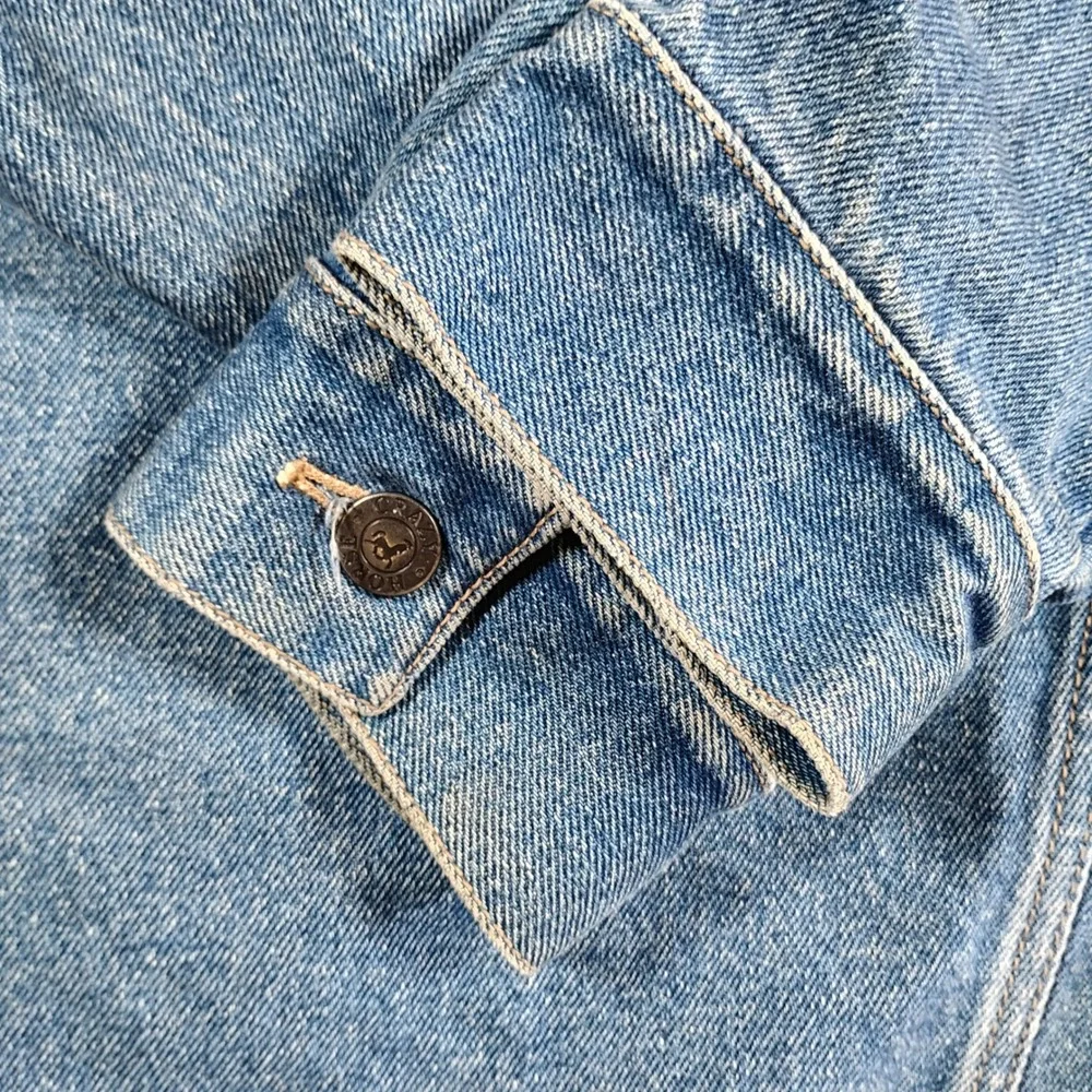 Vintage Bay‎ Horse Mens Vintage Denim Trucker Jacket Blue Medium Wash Cotton S